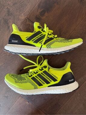 adidas Neon Yellow and Black Ultraboost Running Shoes